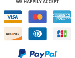 We accept Visa, MC, AMEX, Discover, Diner's Club and PayPal