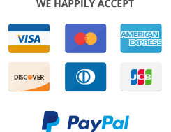 We accept Visa, MC, AMEX, Discover, Diner's Club and PayPal